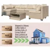 7-Piece Patio Furniture Set, All-Weather Outdoor Conversation Set Sectional Sofa with Water Resistant Khaki Thick Cushions and S 4