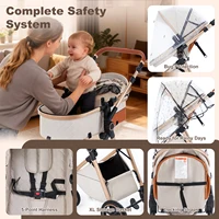 Poussette 3 en 1 pour bébé nouveau-né, poussette de voyage de luxe avec nacelle, poussette réglable pour nourrisson, pliable et portable, haute position 6