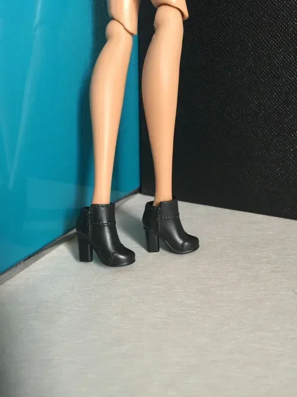Stylish Black and Red High Heel Doll Shoes