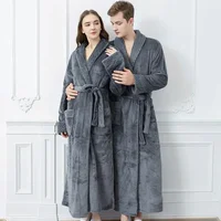 Female Autumn and Winter Warm Long Coral Velvet Thick Couple Bath Bathrobes Men Women Pajamas Shower Robe Bath Towels For Adults 3