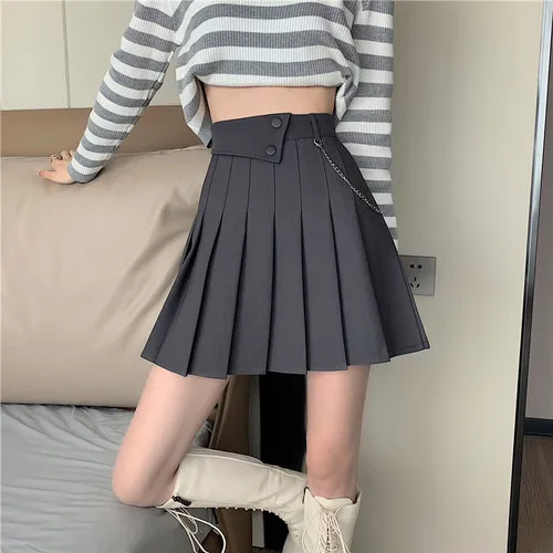 black denim skirt Fashion Ins Chic Irregular High Waist Design Mini Skirt Preppy Style Pleated Skirts Womens 2022 Spring A Line Jupe Femme red skirt Skirts