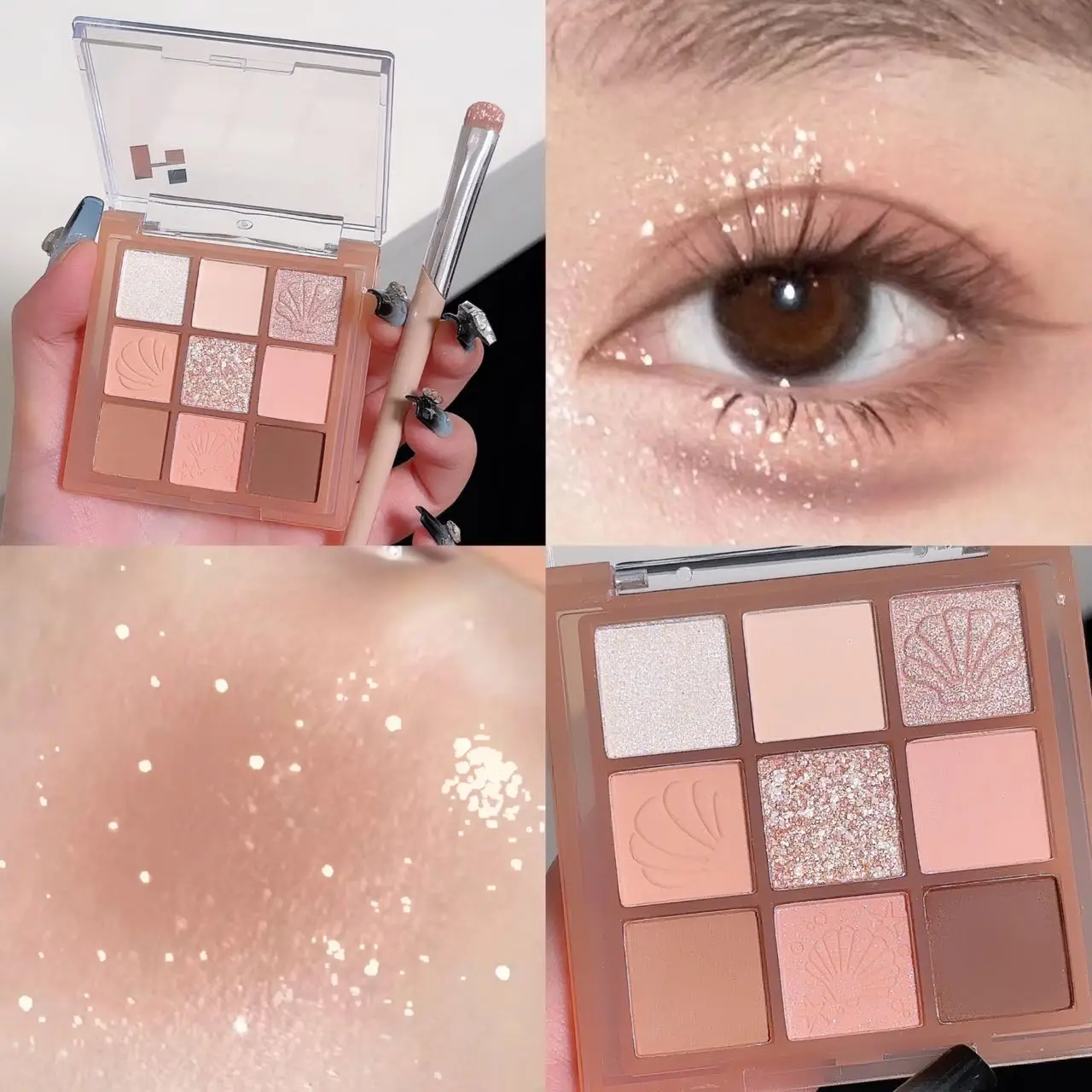DIKALU New Shell Nine Color Eyeshadow Plate Powder Purple Low Saturation Earth Blush High Light Lying Silkworm Brightening Compr 2