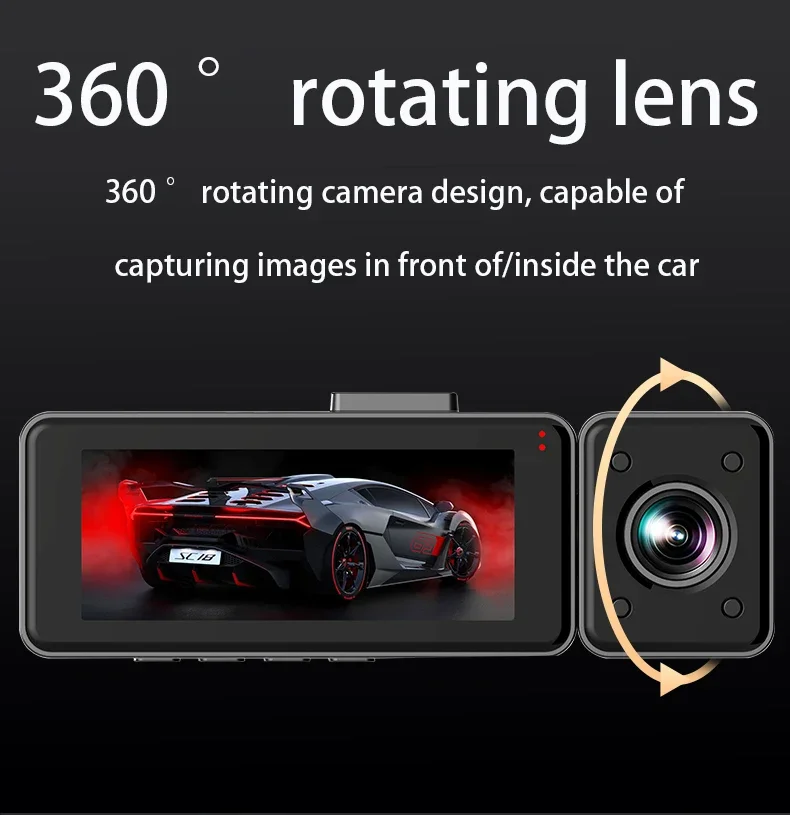 3 Channel 2k 1440P HD Dash Cam for Car DVR Camera Three Lens Video Recorder Infrared Night Vision 24H Parking Mode Black Box