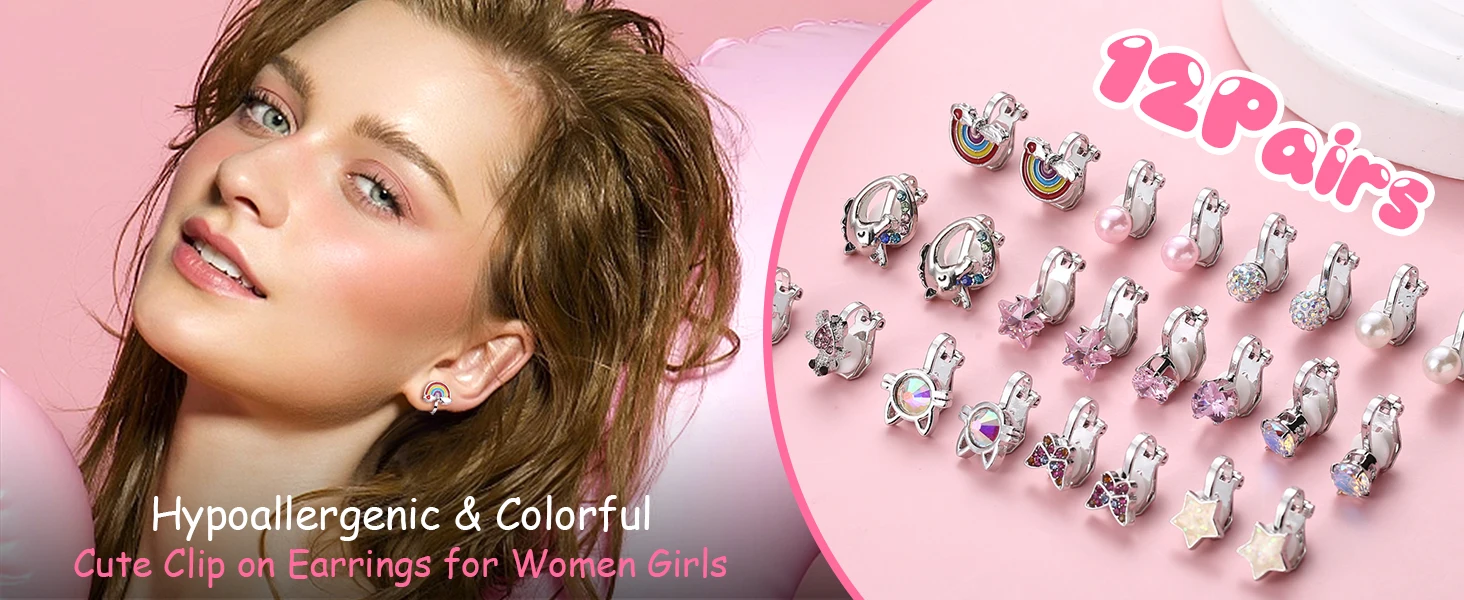  Cute Clip On Earrings for Girls Women