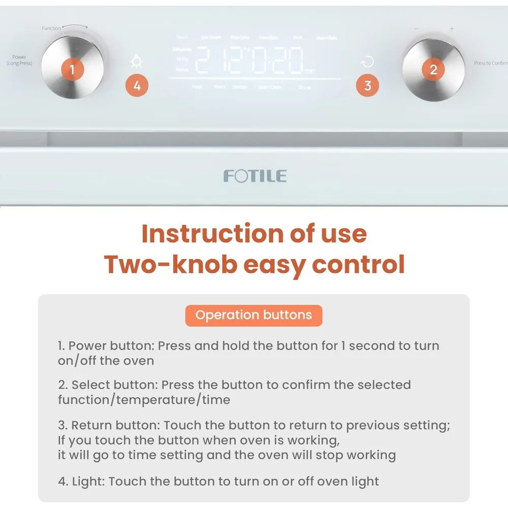 4-in-1 Countertop Convection Steam Oven, Air Fryer, Dehydrator with True Convection Bake, Steam-Bake, Broil, 40 Preset Menu 6