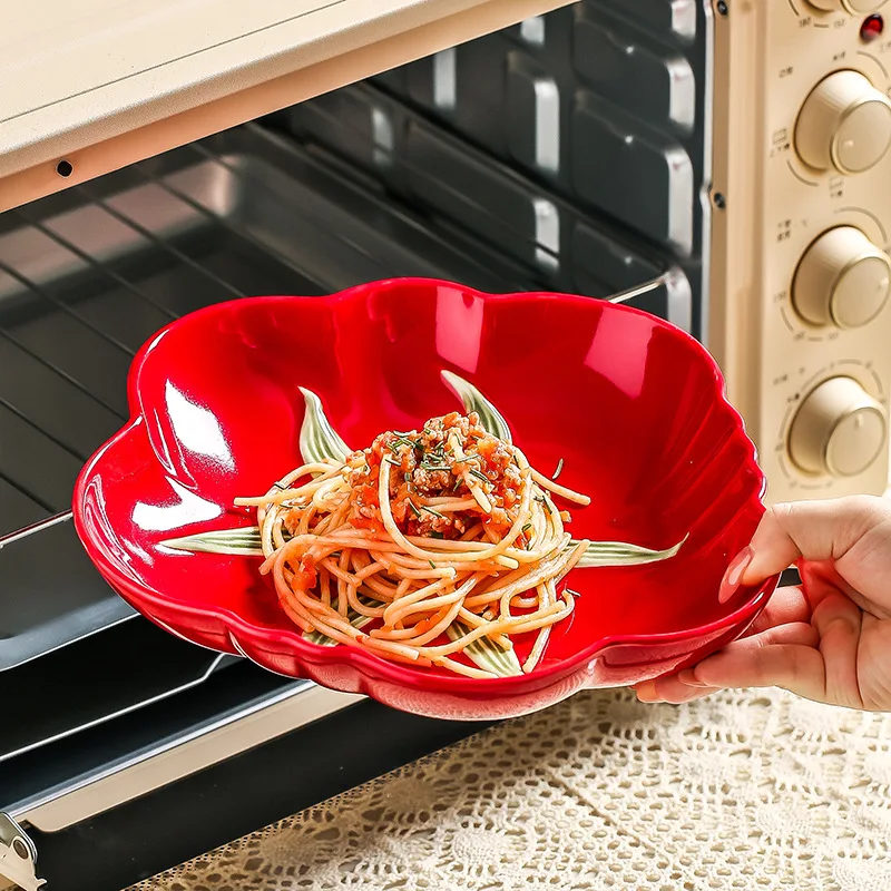 Cartoon Tomato Ceramic Dish Porcelain Plate Vegetable Bowl Food Tray Dinner Plate Set Household Kitchenware
