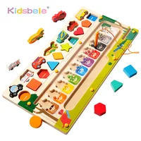 3 in 1 Montessori Toys For Kids Magnetic Educational Color & Number Maze Shape & Vehicle Wooden Puzzle Sorting Toys For Toddlers 1