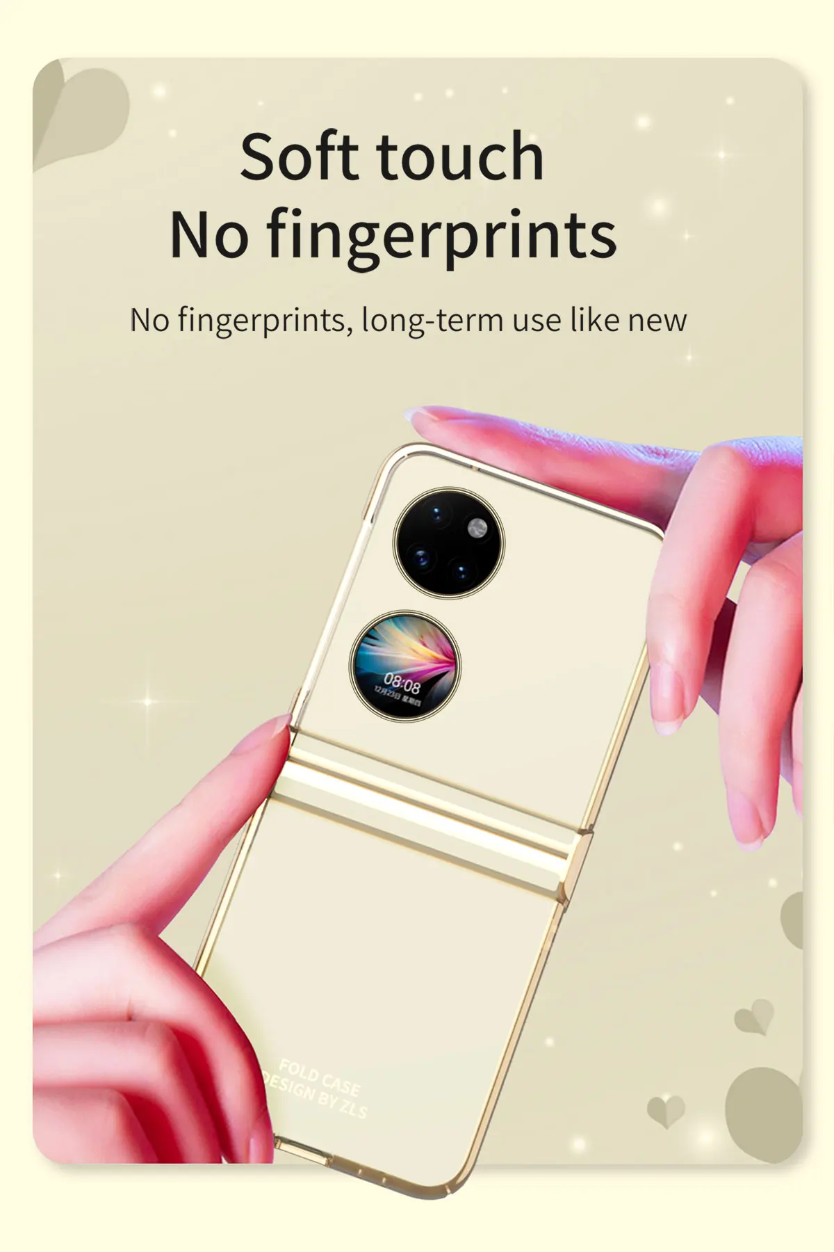 Clear Hinge Funda Fold Case For Huawei P50 Pocket Plating Transparent Hard Cover for Pocket S ,360 Fully Protected Case