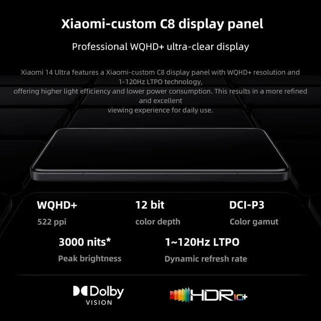 Global Version Xiaomi Mi 14 Ultra Cellphone Snapdragon 8 Gen 3 NFC 120Hz AMOLED 50M Leica Camera 90W HyperCharge Bluetooth 5.4 5
