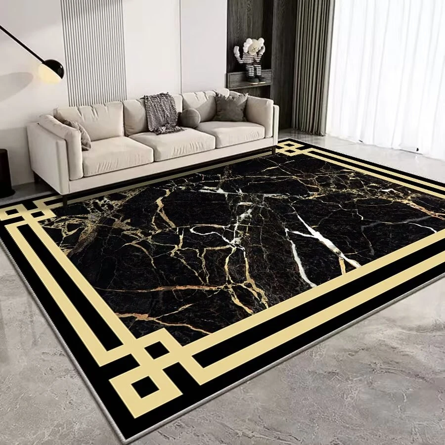 European Style Luxury Gold Living Room Carpet Generous Abstract Texture Parlor Large Area Rug Washable Lounge Coffee Tables Mat 3