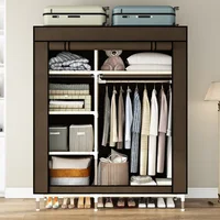 Armoire Portable avec 6 Étagères Suspendues, Rangement dans la Chambre, Juste Non Tissée, Marron, Expert 2
