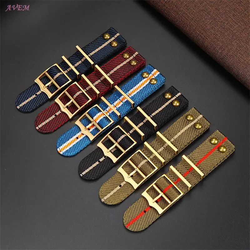 

22mm Nylon Canvas Strap Men Military Striped Sport Waterproof Diving Watch Band For Tudor 1958 Black Gold Retro Wrist Bracelet