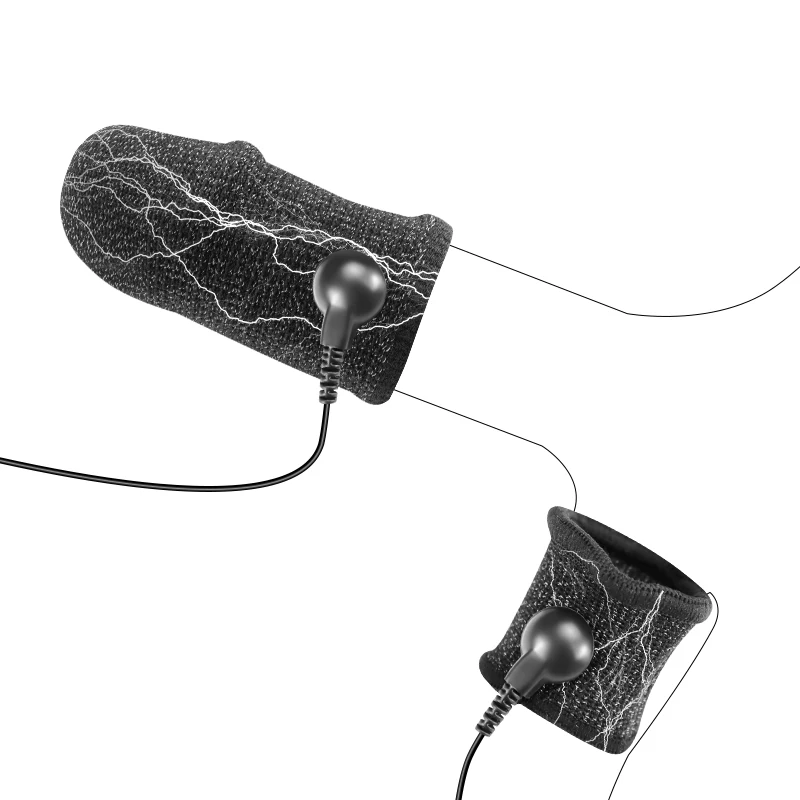 Sex Toys Electric Shock Penis Conductive Fiber Cock Ring Scrotum Sleeve Stimulation Therapy Delay Ejaculation for Men
