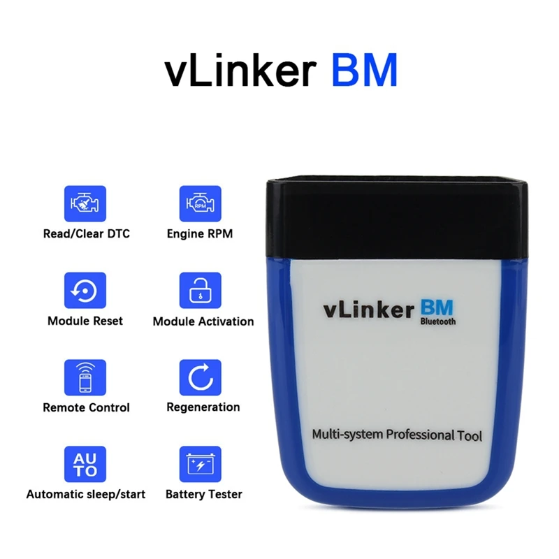 

Автомобильный диагностический инструмент OBD2 ELM327 V2.2 VLINKER BM Bluetooth совместимый 3,0 ABS для BMW считыватель кодов для сканера, 1 шт.