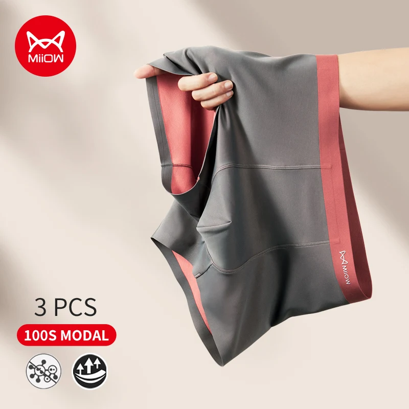Miiow 3Pcs 30D Ice Silk Thin Man Underwear Boxer Soft Modal 5A Mutandine Da Uomo Antibatteriche Mutande Uomo Boxer Intimo