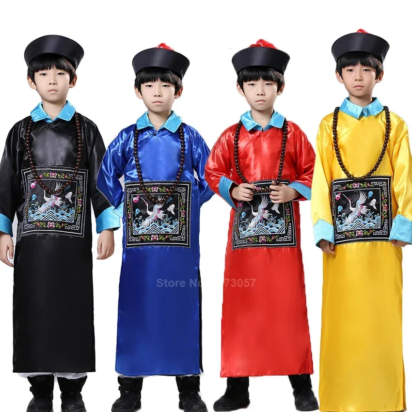 

Halloween Kids Children Boys Scary Chinese Traditional Zombie Costumes Qing Dynasty Ancient Official Minister Vampire Tang Suit