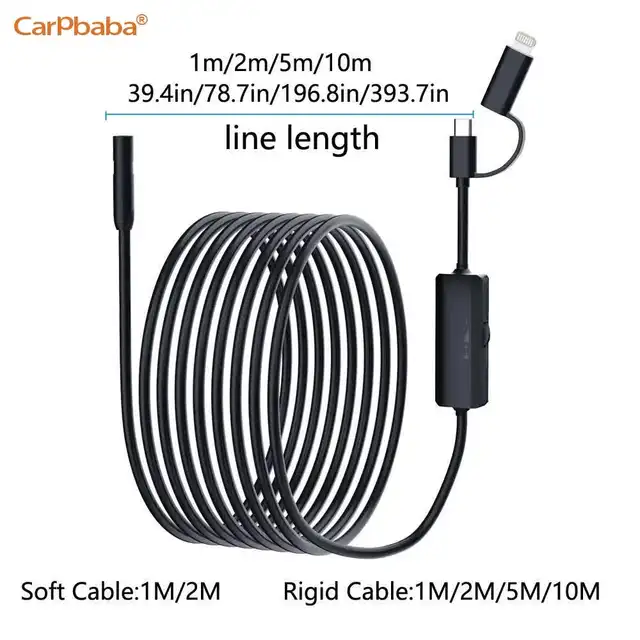 Carpbaba 300W Android Endoscope Inspection Camera 2 in 1 IOS Type-C Mini Camera for IOS iphone Waterproof Pipeline Borescope 5