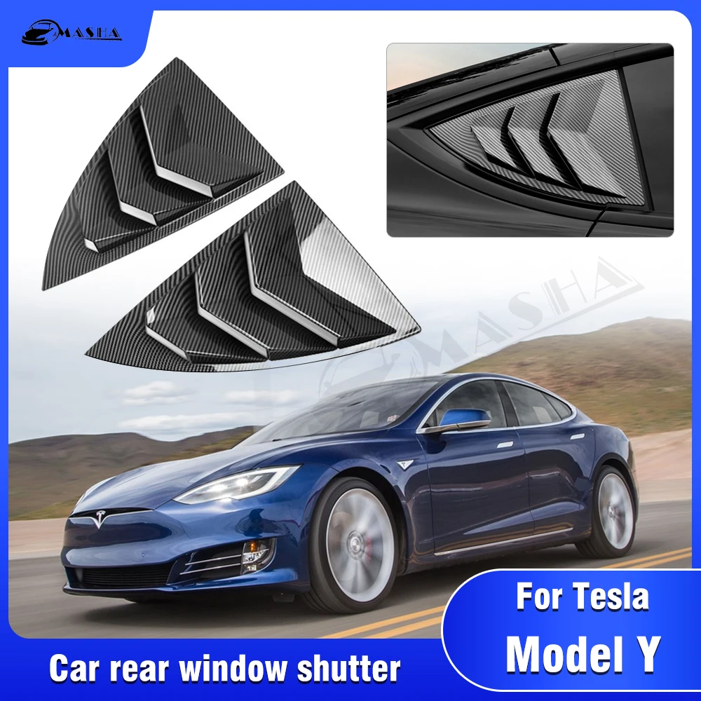 

1 пара наружных, задних и боковых жалюзи затвора окна автомобиля, украшение из АБС-пластика, подходит для модели Tesla Y 2021 2022, модные аксессуары