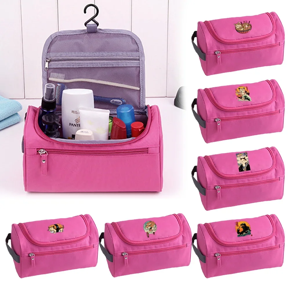 Cosmetic Pouch Women Makeup Bags Waterproof Toiletries Organizer Cosmetic Bag Japan Cat Pattern Series Hanging Bathroom Wash Bag 6pcs large capacity luggage storage bags set waterproof suitcase packing cube clothes underwear cosmetic toiletries organizer