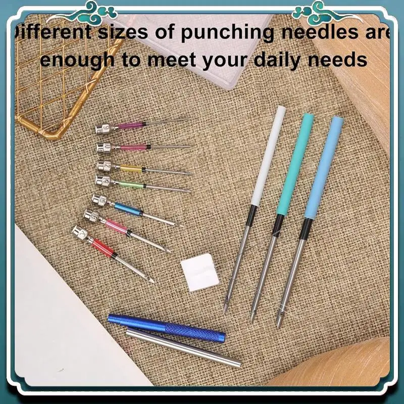 13Pcs Punch Needle Kit, Punch Embroidery Kit With 7 Sizes Needle Heads Kit For Adult Durable Easy To Use