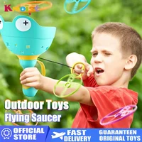 Saucer Flying Disc Launcher Flying Saucer Gun Toy Shooting Soaring Ejection Catapult Funny Outdoor Sports Games for Kid Boy Gift