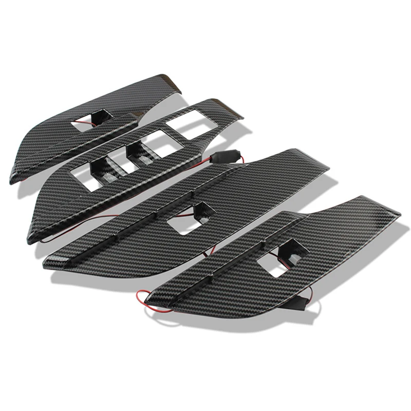 

Car Carbon Fiber Window Glass Lift Button Trim Switch Cover Decoration LED Atmosphere Light for Toyota RAV4 2020