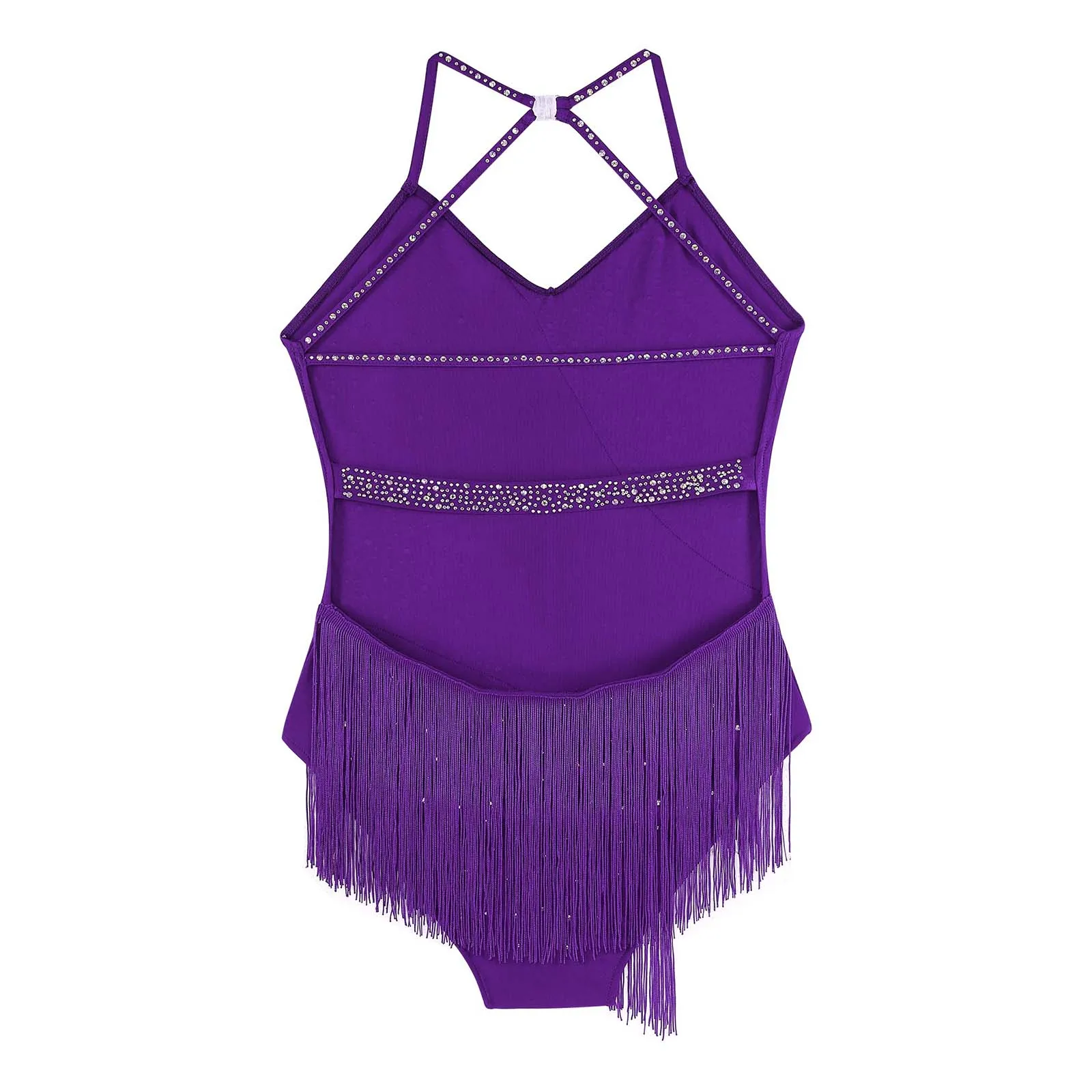 Frauen Jazz Latin Dance Body Kleid Ärmellose Strass Quasten Trikot Dancewear Skating Gymnastik Cha-cha Samba Kostüm – Detail 23