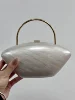 Women's Marble Pearl Acrylic Clutch Bag with Chain Shell Box Design Evening Wedding Bridal Handbag Gift for Party 1