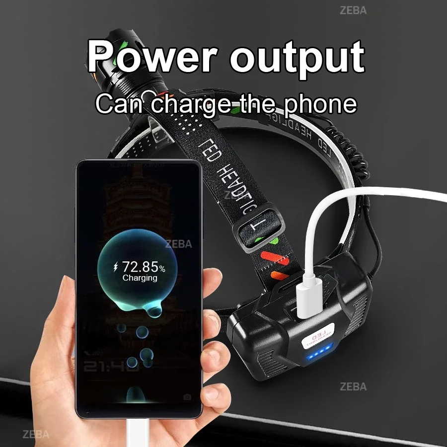 970000000LM 초강력 LED 헤드램프 슈퍼 브라이트 충전식 LED 헤드라이트 장거리 5800m 낚시 사냥 헤드 랜턴