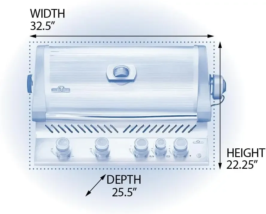 Built-in Prestige 500 BBQ Grill Stainless Steel Natural Gas 3 With Infrared Rear Burner, Premium Barbecue For Grilling Masters