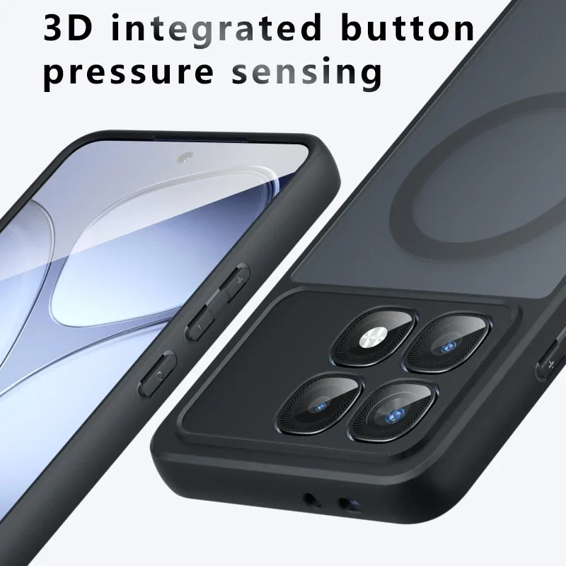 ELVEV Magnetic Shockproof Matte Case - Anti-Fingerprint Back Phone Cover