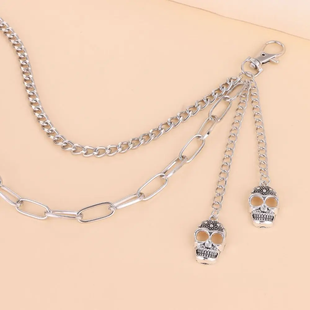 Silver Metal Alloy Skull Waist Chain Belt for Men and Women