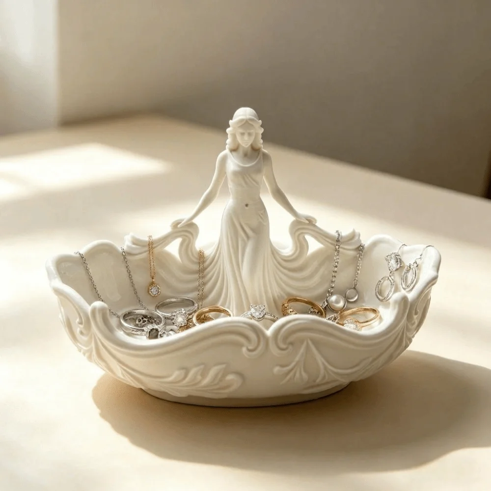 Storage Elegant Jewelry Storage Tray Simple Statue-Shaped Decorative Storage Tray Home Desktop Tray Vanity Countertop