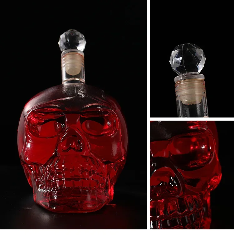 Description Picture 3 of item350-1000ml Creative Skull Glass Wine Bottle Whisky Wine Crystal Cup Transparent Drinking Drinkware Personality Bar Set Tool Gift