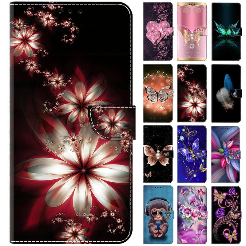 Elegant Flower Wallet Leather Phone Case Cover - Premium Design with Card Slots