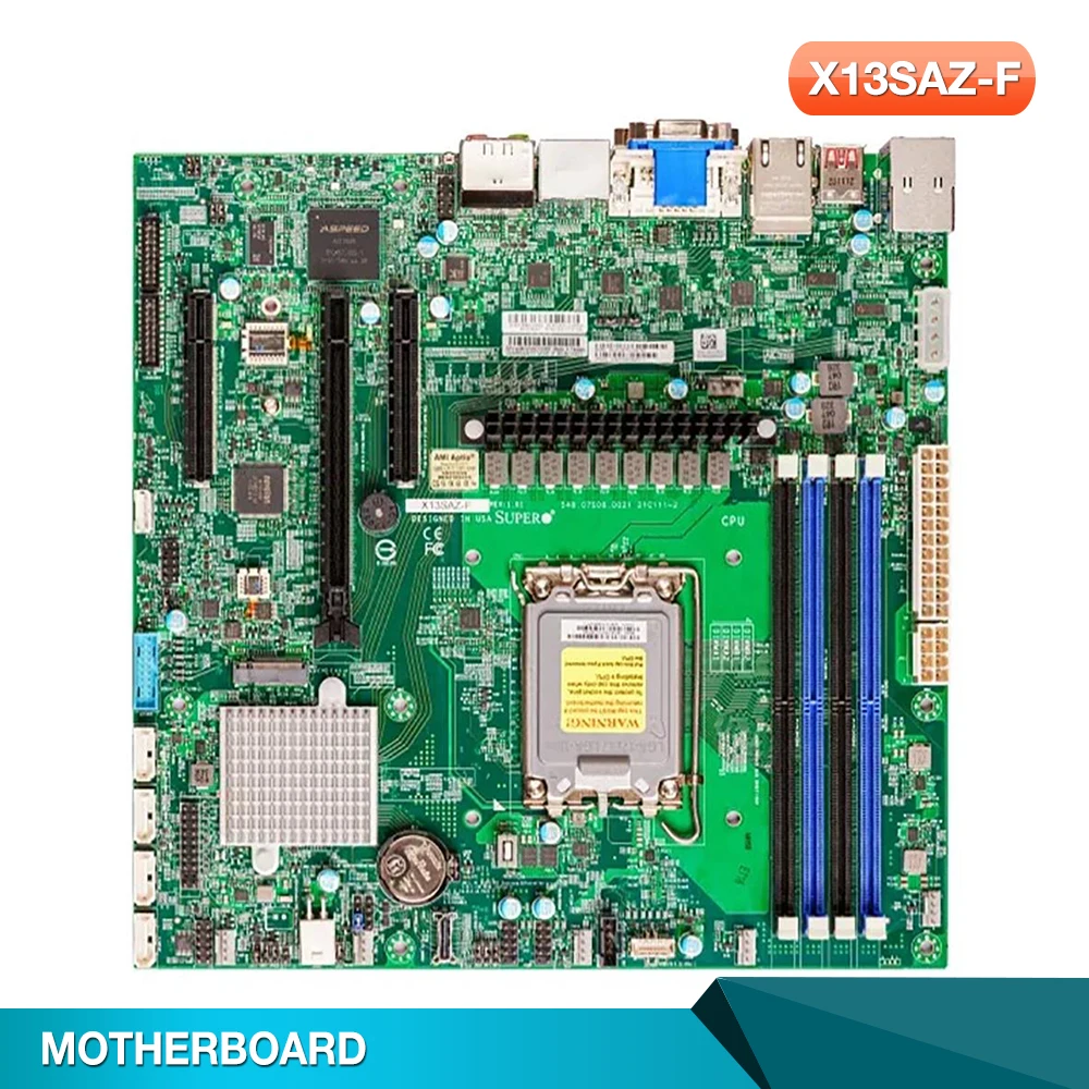 

Dual NIC Motherboard PCIE 5.0 M.2 DDR5 DP HDMI Support I9 I7 I5 I3 For Supermicro X13SAZ-F
