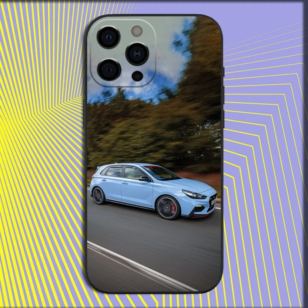 Sleek Blue Car-Themed Soft Black Phone Case