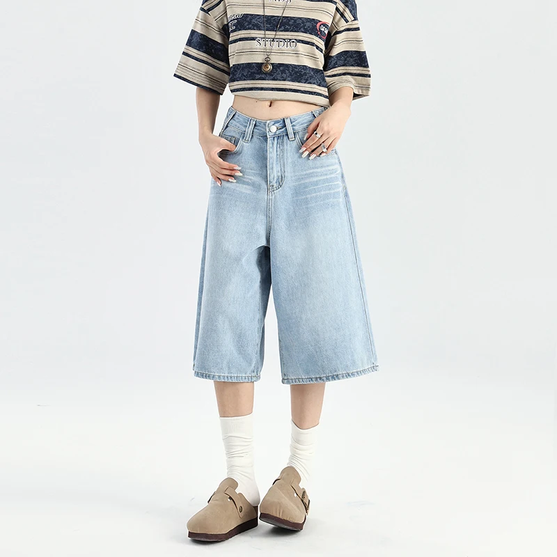 

Винтажные американские свободные джинсы с высокой талией и широкими штанинами женские джинсовые брюки