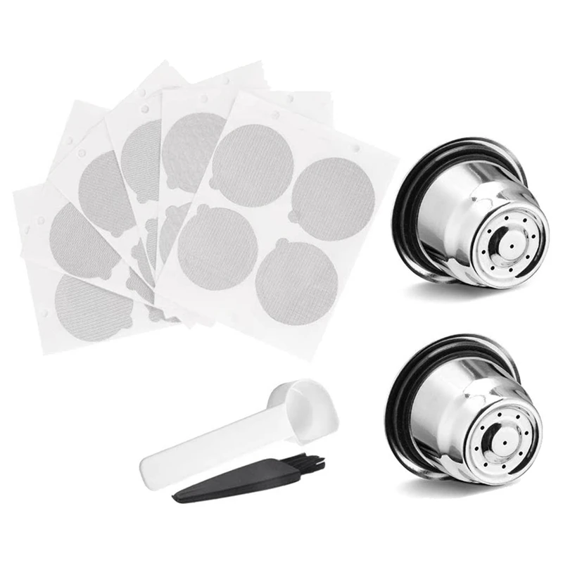 Refillable Coffee Capsules Stainless Steel Reusable Pods with Lids Fit for Nespresso Coffee Machines