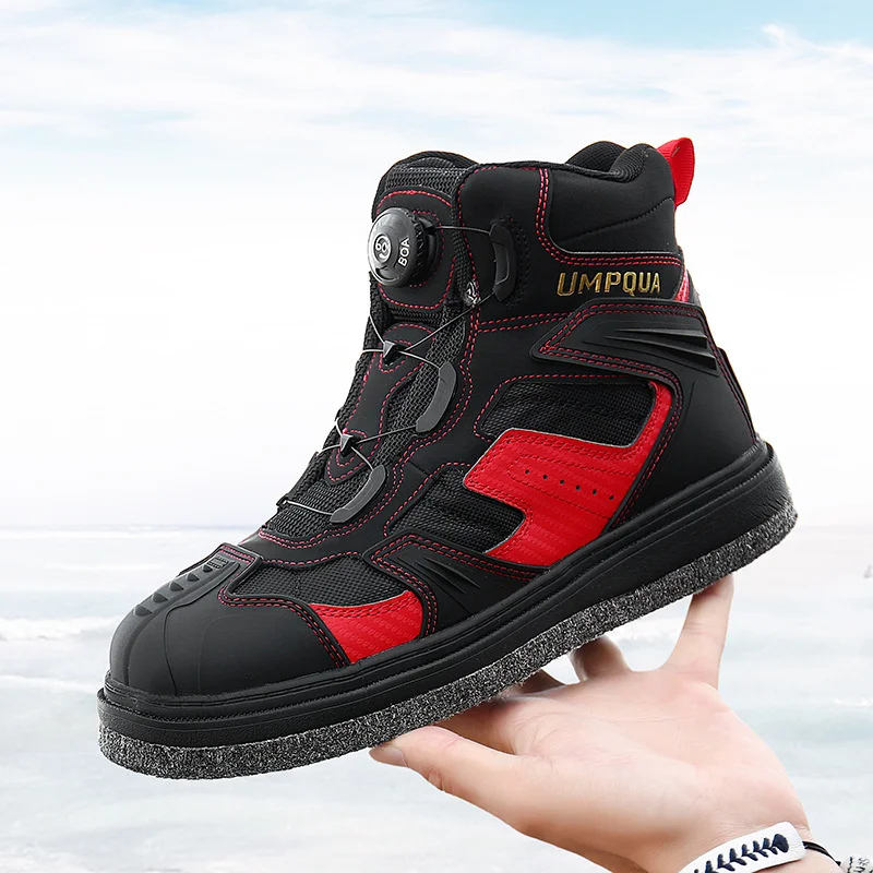 Outdoor Reef Rock Fishing Shoes, Hunting Fishing Boots, Felt Steel Nailed Sole Upstream Self-lock Shoes
