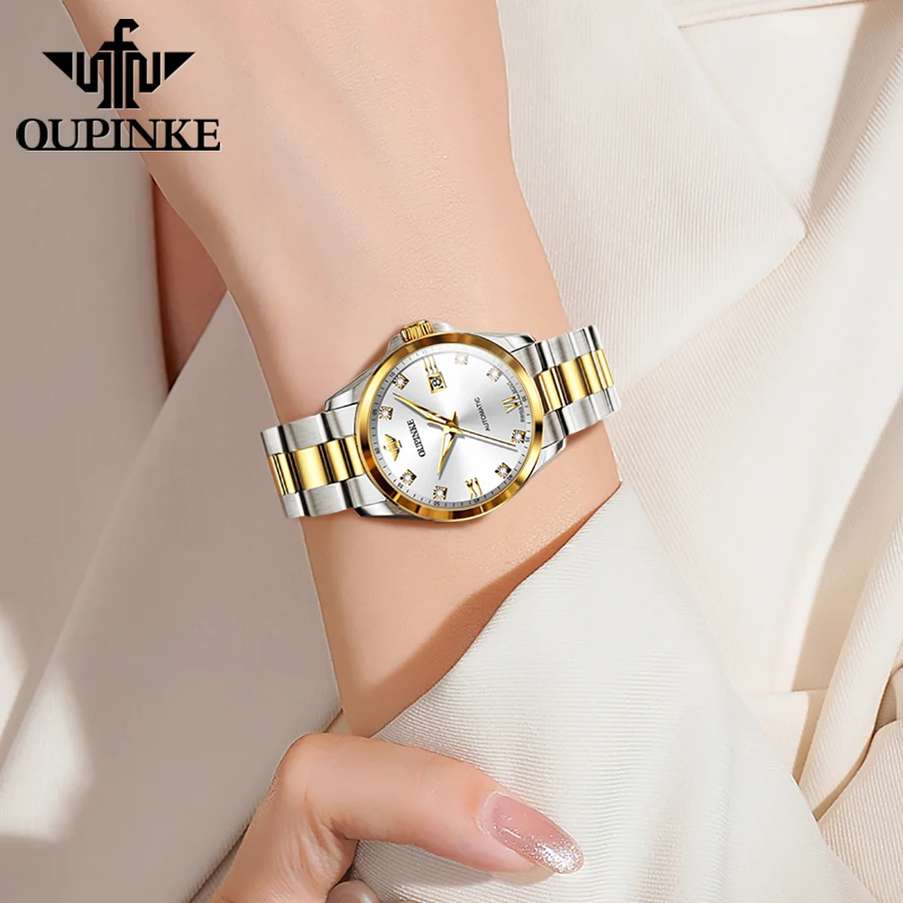 OUPINKE 3199 High end Brand Swiss Movement Women's Watches Sapphire Automatic Mechanical Watch 50m Waterproof Bracelet Gift Box 3