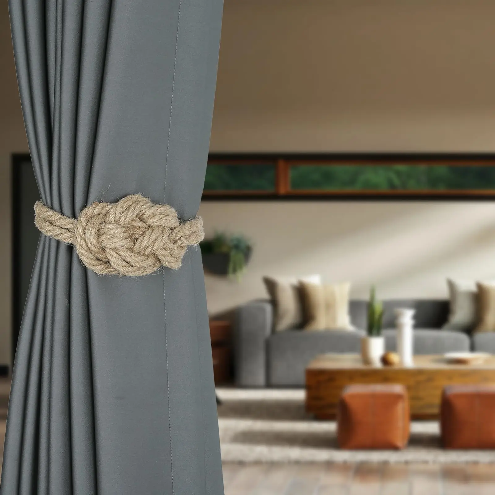 Fermatende Magnetici In Legno Stile Bohémien | Grigio, 42,9 Cm, Regolabili, Per Tende E Finestre, Confezione Da 2