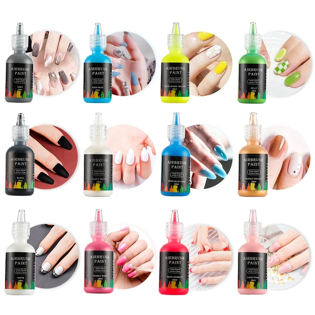 12/19 /30 Color 10ML Acrylic Paint Ink Airbrush Nail Ink Water Paint  Airbrush Nails for
