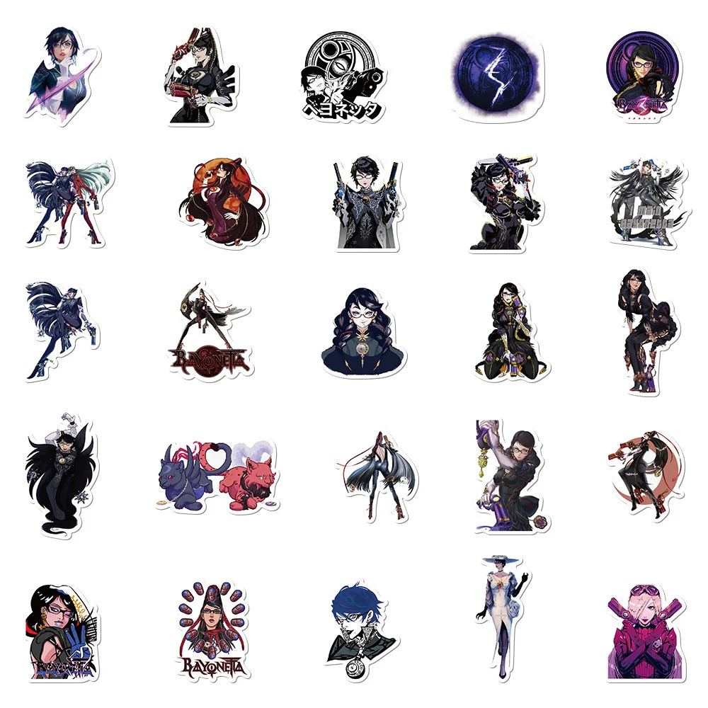 Bayonetta Animation Sticker Pack, Computador infantil, Bagagem, Mesa, Decoração de carro, Impermeável, Criativo, Atacado, Novo, 10 pcs, 30 pcs, 50pcs