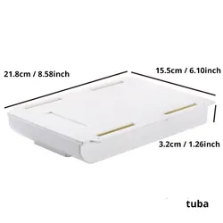 White Self-Adhesive Under-Desk Hidden Storage Drawer Box (1pc L)