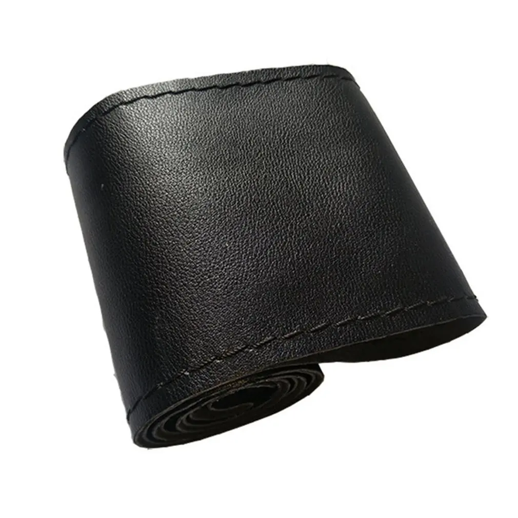 

Car Hand Sewing Steering Wheel Cover Microfiber Leather Handle Four-Sided Stretch Soft Non-Slip Handlebar Set Car Accessories