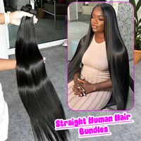 Extensions de cheveux humains brésiliens lisses de 26, 28, 30 pouces, noir naturel, 1/3/4 pièces, 100% cheveux humains, mèches Remy 1