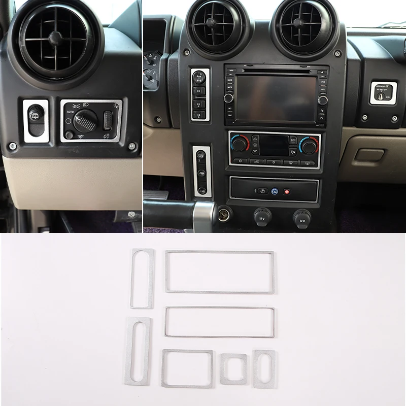 

Aluminum Alloy Car Center Control Button Decorative Frame Trim Stickers For Hummer H2 2003-2007 Auto Interior Accessories