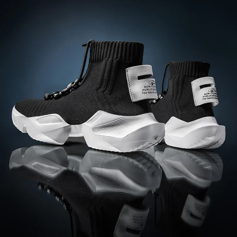 Socks Sneakers Men Knit Upper Breathable Sport Shoes Sock Boots Mans Shoes High Top Running Shoes for Men Zapatillas De Deporte 4