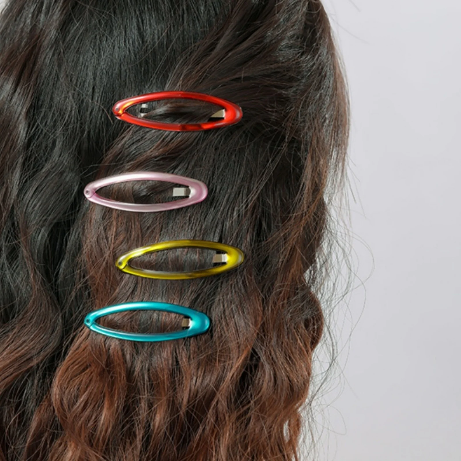 6PCS Solid Color Oil - Drip Hollow Oval Hairpins, Korean Blogger Style, Chic Side Clips for Bangs & Hair Styling